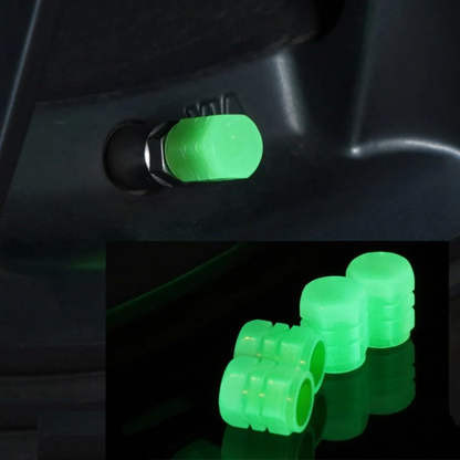 Luminous Car Tire Valve Caps - 4-Piece LED Set for Enhanced Safety and Style