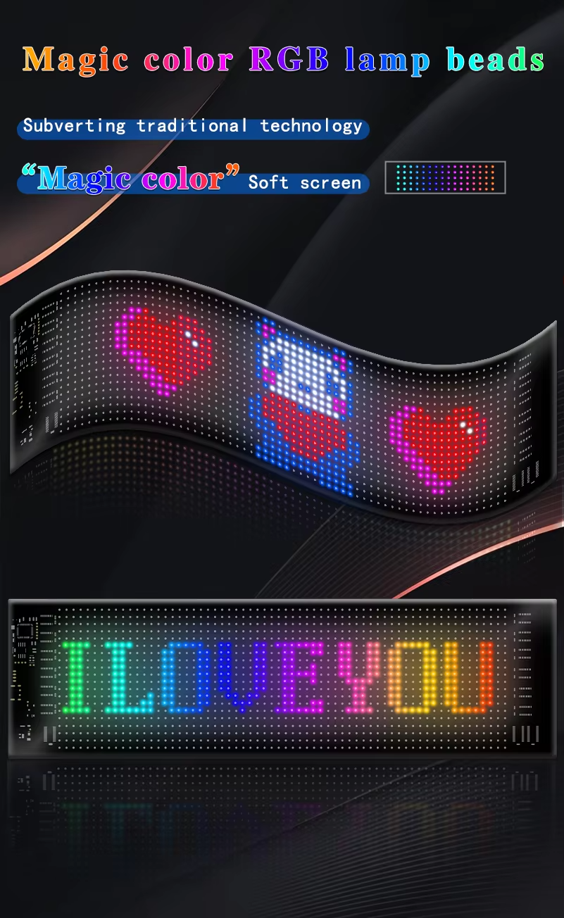 LED Display Screen for Car - Flexible RGB Sign for Events & Promotions