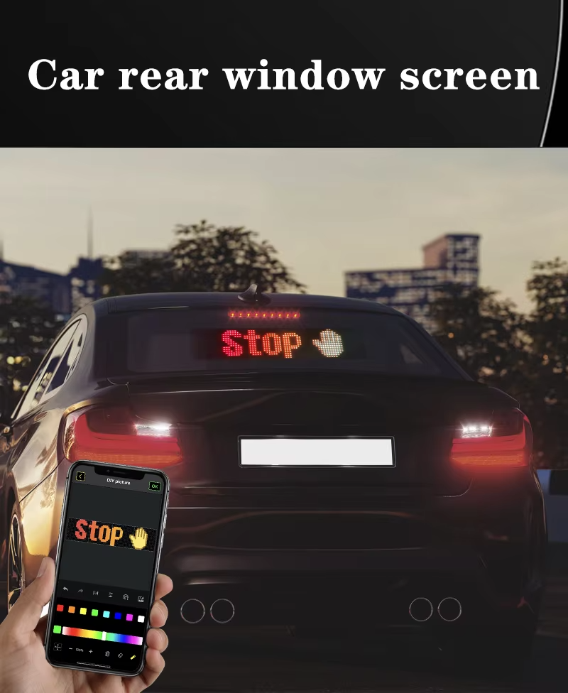 LED Display Screen for Car - Flexible RGB Sign for Events & Promotions