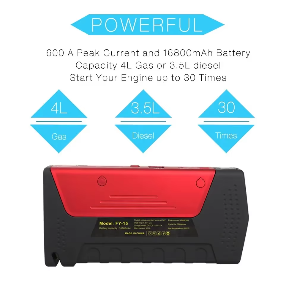 50800mAh Car Jump Starter with Air Compressor - 600A Emergency Battery Booster Charger