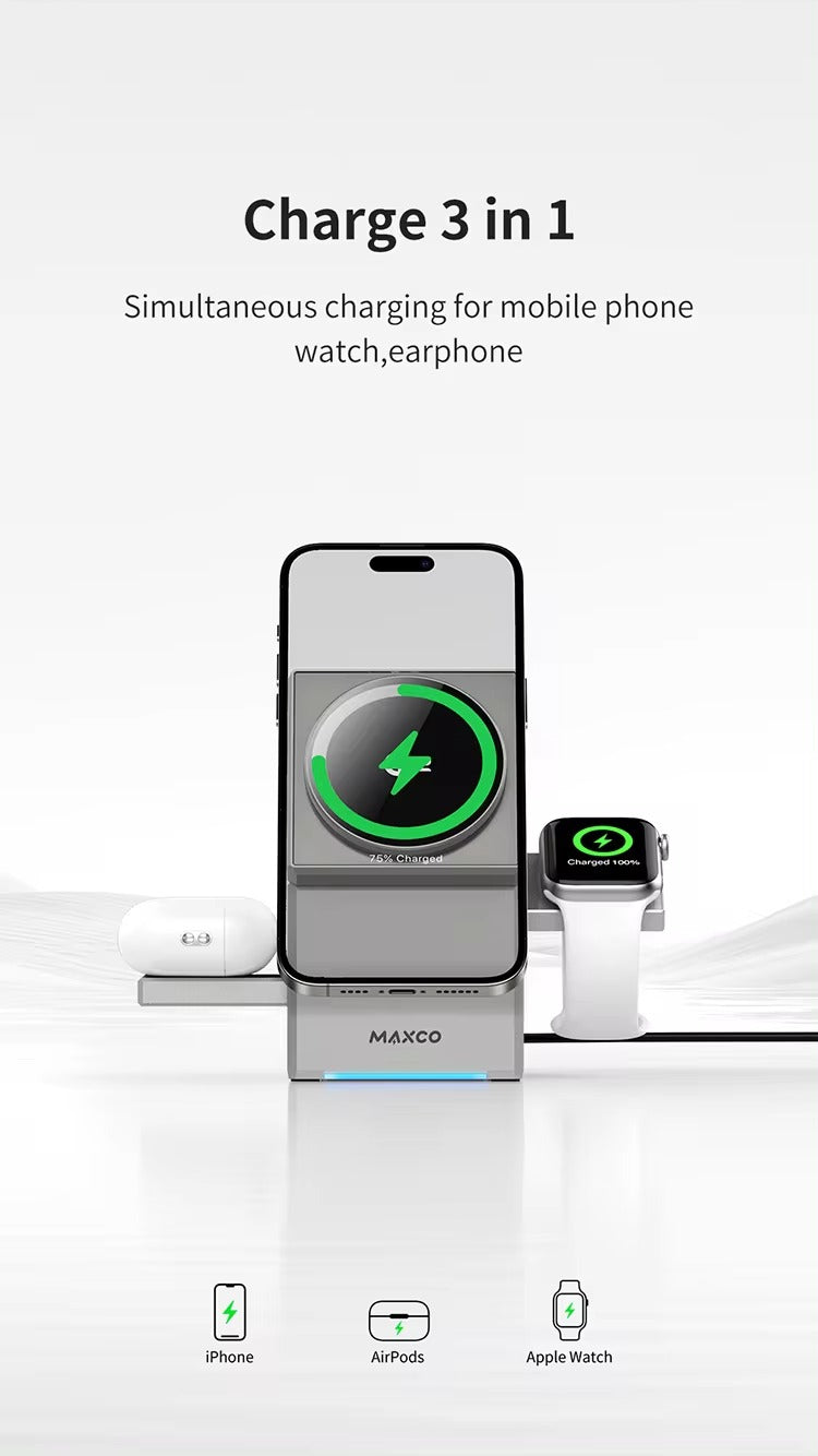 Geometric magnetic wireless charging 3 in 1 Wireless Charger  for iPhone