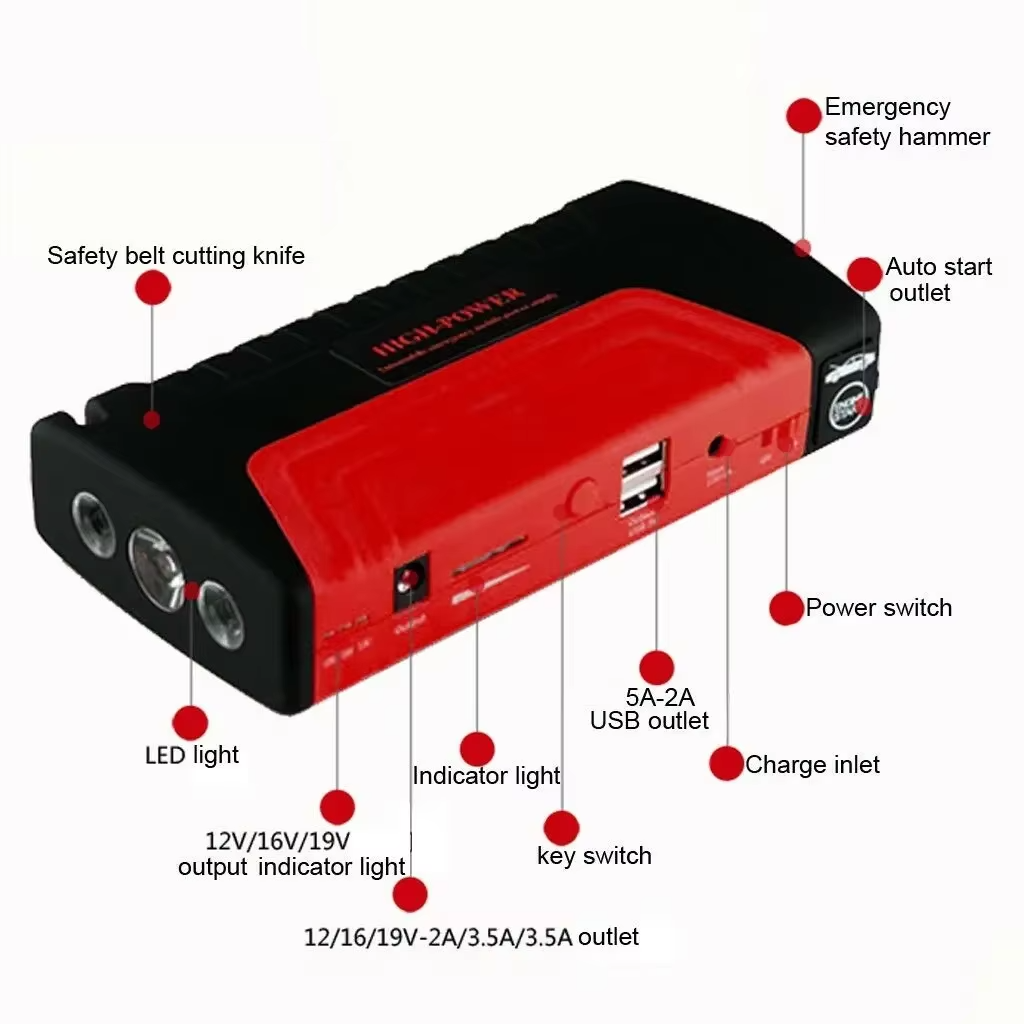 50800mAh Car Jump Starter with Air Compressor - 600A Emergency Battery Booster Charger